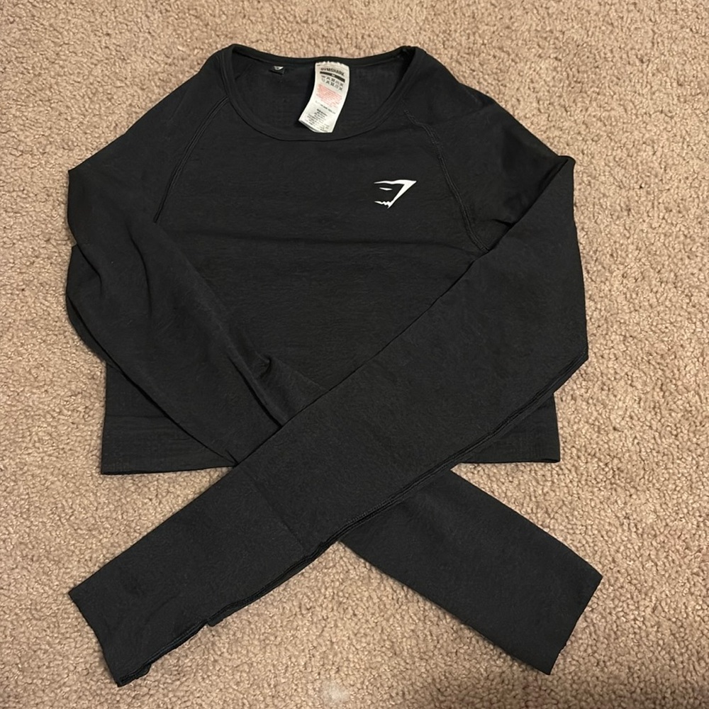 Gymshark Vital Seamless Cropped Long Sleeve Black, sz M